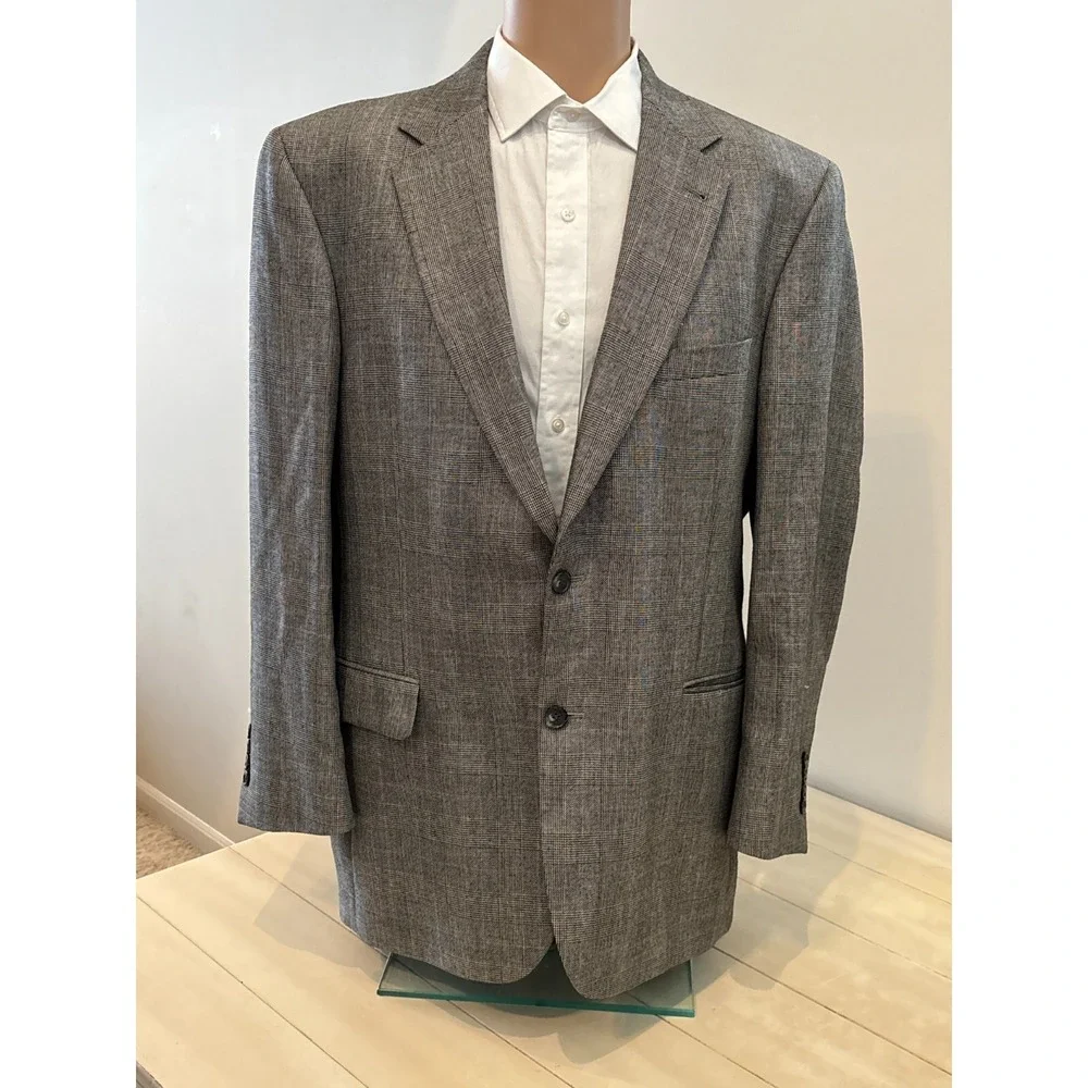 Joseph A Bank Sport Coat Blazer Mens 44R Gray Silk Camelhair Blend Jacket FLAW